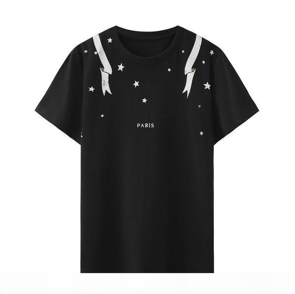 

new arrival mens printed fashion t shirt summer simple stars print t shirts casual breathable men women street short sleeve tee, White;black