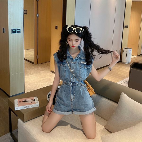 

new 2021 women casual summer denim romper jeans shorts jumpsuit streetwear playsuit fashion bodysuits 3xgi, Black;white