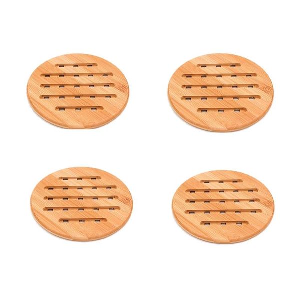 

table runner bamboo trivet set of 4 trivets for pans dishes non-slip heat resistant insulated pot holder mat pads 18 x cm round