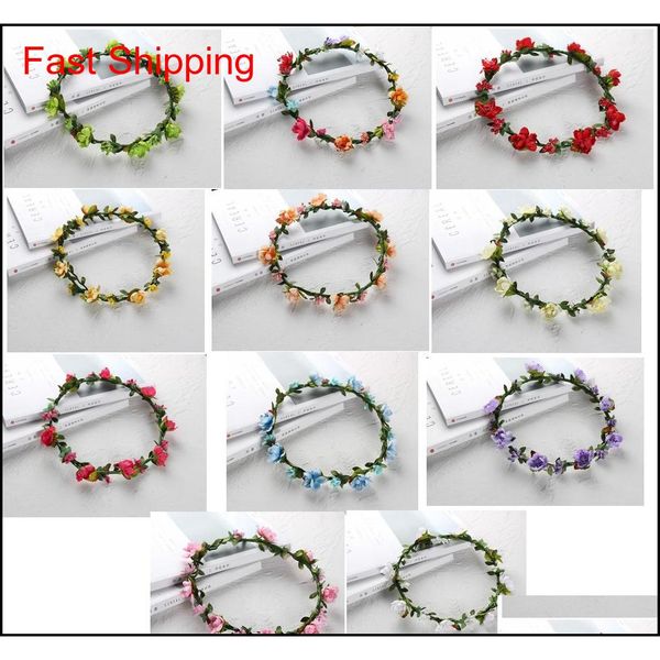 

girls sweet lovely simulation flower headband wedding princess vacation garland bohemia hair accessories for big jllrrh dayupshop, Silver