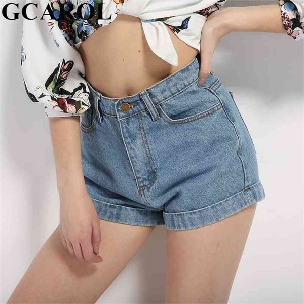 

gcarol summer spring women high waist denim shorts retro old mini jeans vintage street basic perfect 210621, White;black