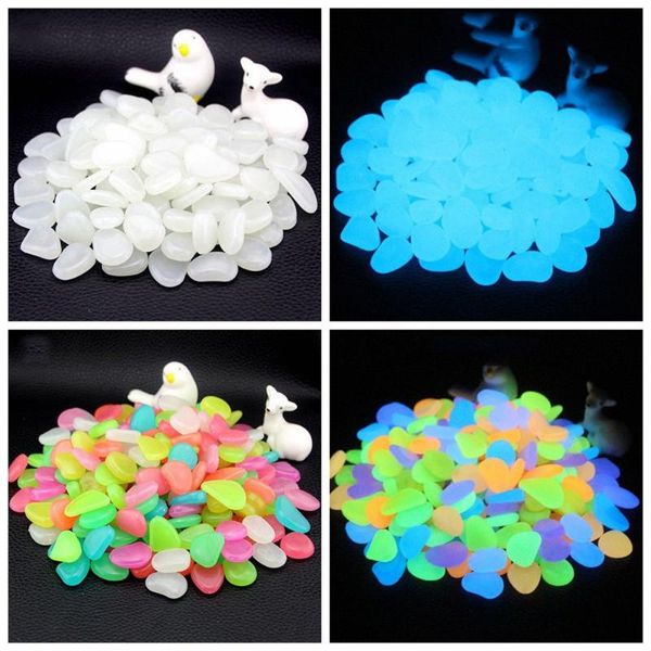 

300pcs glow in the dark stones glowing stones fluorescent bright pebbles luminous for aquarium garden decoration