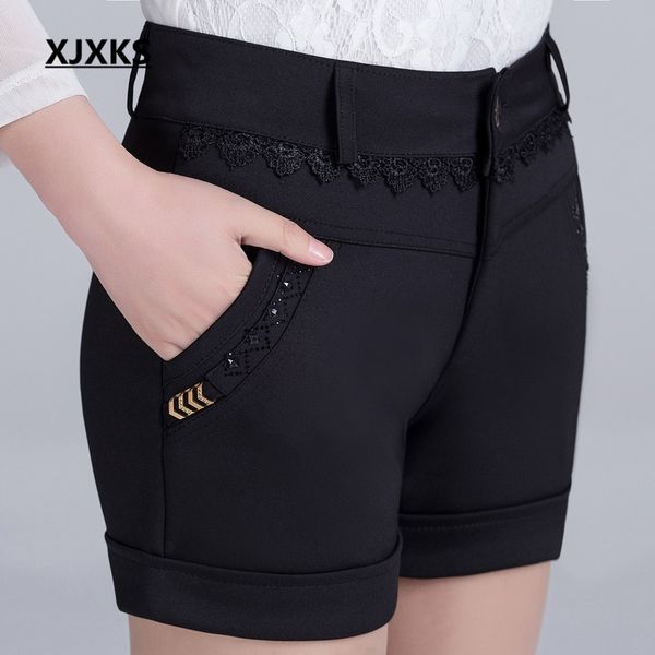 

women's short new autumn and winter middle-age basic plus size s-7xl solid shorts elastic high waist shorts casual shorts 210309, White;black