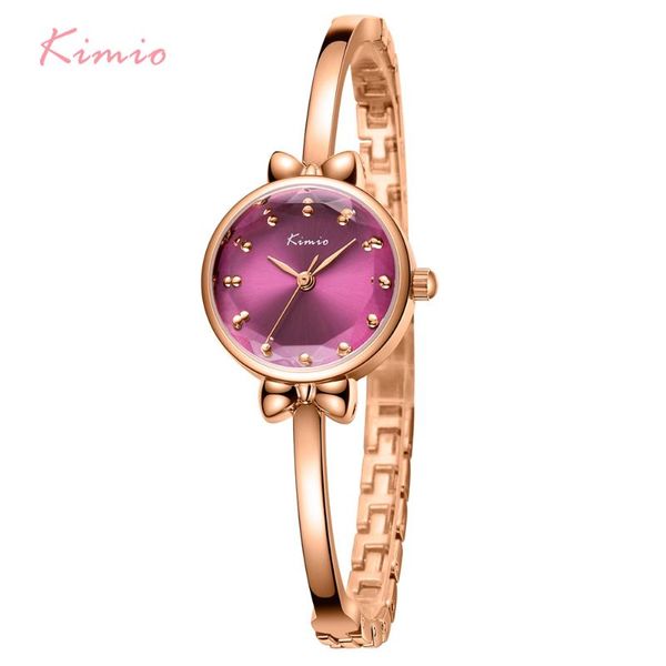 

wristwatches kimio brand small bow women watch rose gold color multi-section ladies quartz wrist watches creative thin bracelet female, Slivery;brown