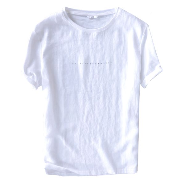 

2021 new cotton and linen design mens t shirt summer brand white t-shirt men fashion casual tshirt male comfortable camisa chemise pllz