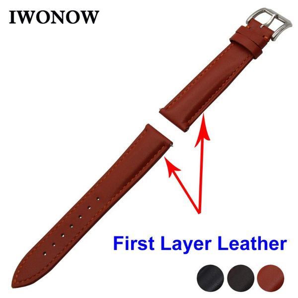 

watch bands first layer genuine leather band 22mm for ticwatch 1 46mm stainless steel buckle strap quick release wrist belt bracelet, Black;brown