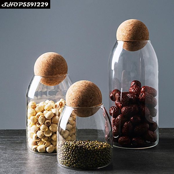 

storage bottles & jars 1200ml transparent glass sealed jar with cork ser modern tea coffee bean sugar cube kitchen food container 3pcs