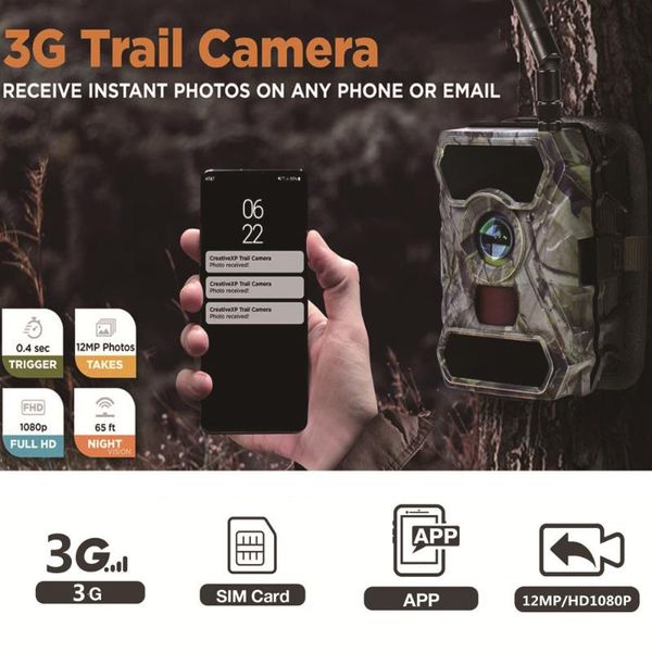 

3g hunting trail camera 12mp 1080p hd wildlife ir surveillance cameras infrared night vision waterproof 0.4 trigger p traps