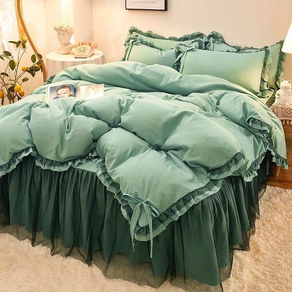 

bedding sets 48 2021 solid color home set 4pcs quilt cover cotton bed sheet with pillowcase