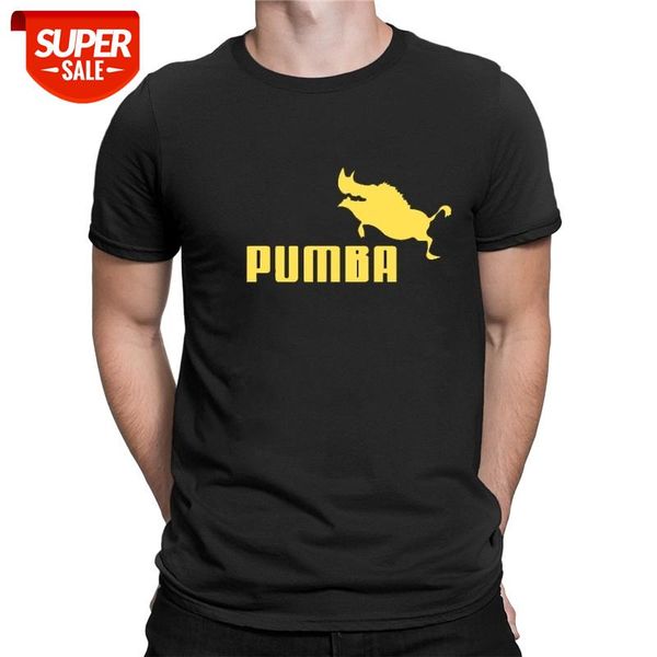 

2021 summer new arrival t shirts homme pumba print men short sleeves 100% cotton fashion casual o-neck streetwear #ro9d, White;black