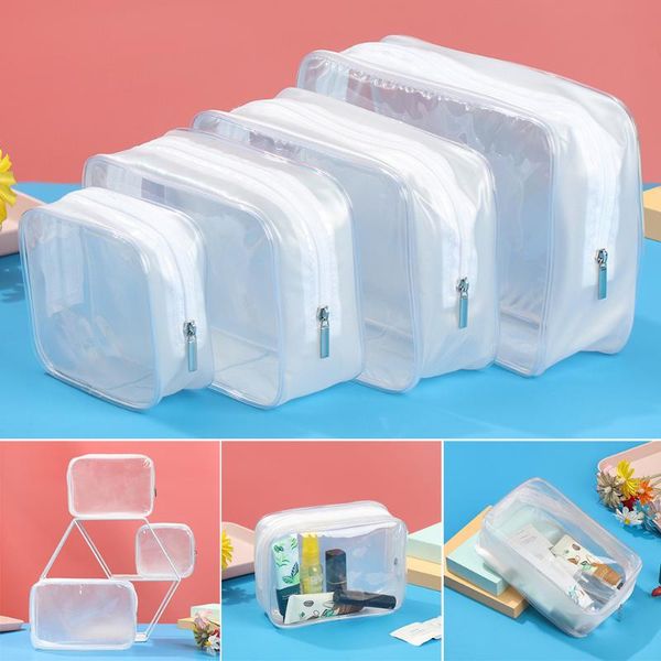 

storage bags transparent pvc travel makeup bag zipper clear cases beautician cosmetic holder case toiletry waterproof wash