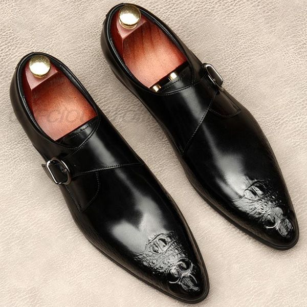 

dress shoes slip on men fashion hasp business wedding genuine leather pointed toe formal black oxford lofers ddae