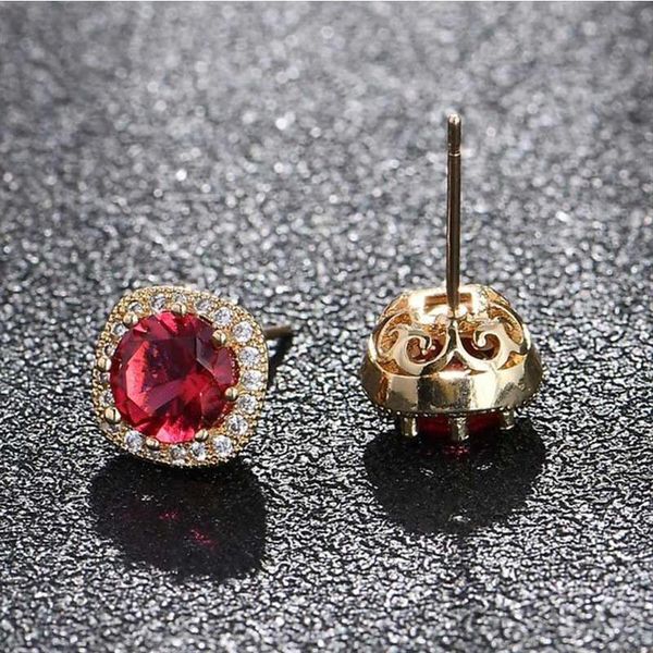 

stud luxury fashion hollow square round zircon earrings temperament ladies elegant banquet jewelry, Golden;silver