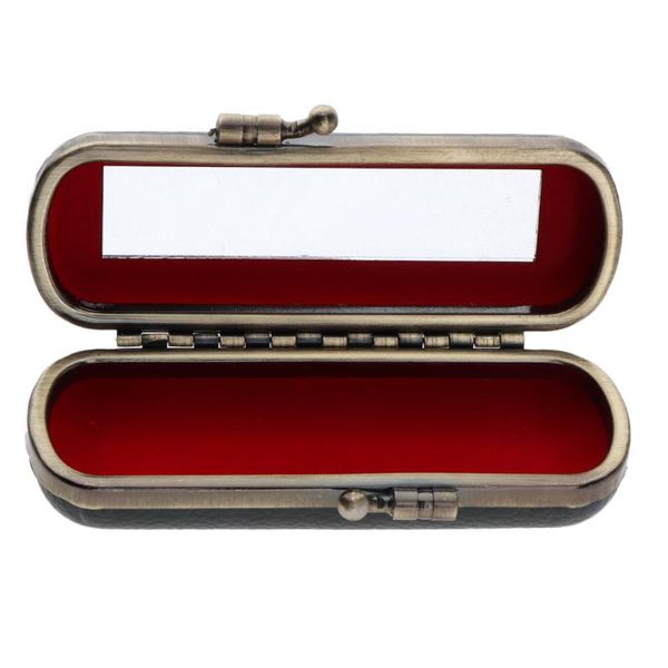 

crackle pattern leather lipstick case lip storage holder with mirror