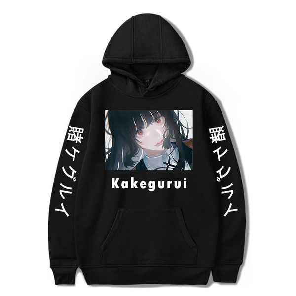 

men's hoodies & sweatshirts japanese anime kakegurui hoodie boys/girls jabami yumeko printing pullovers casual oversized hooded haraju, Black
