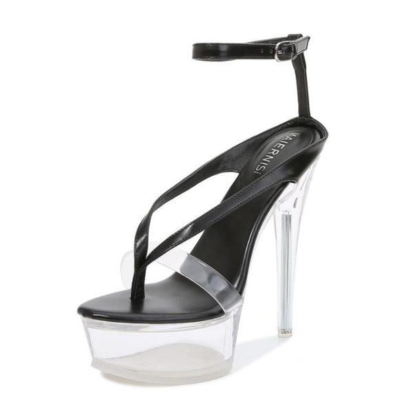 

sandals women's high heels black stiletto 14cm pumps woman ankle strap shoes