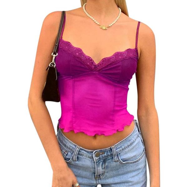 

sling for women ladies casual lace decor see-through v-neck pleated vest fashion women's 2021 mujer camisetas, Black;white