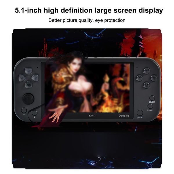 

5.1inch hd retro handheld game consoles x20 arcade game player 8gb built in 1000+ games support music playing