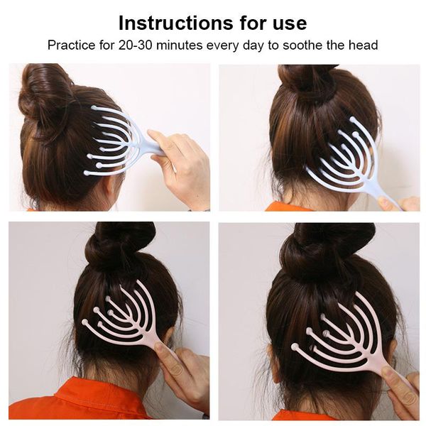 

hair brushes nine claw head massager relax massage ocs shape scalp spa deep pearl design comb health care, Silver