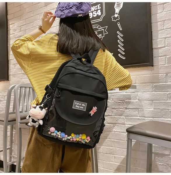 

backpack 1973 large-capacity japanese solid color for female college students