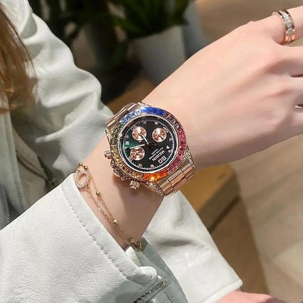 

wristwatches woman watch 2021 luxury fashion diamond ladies stainless steel relogio feminino for female clock quartz, Slivery;brown