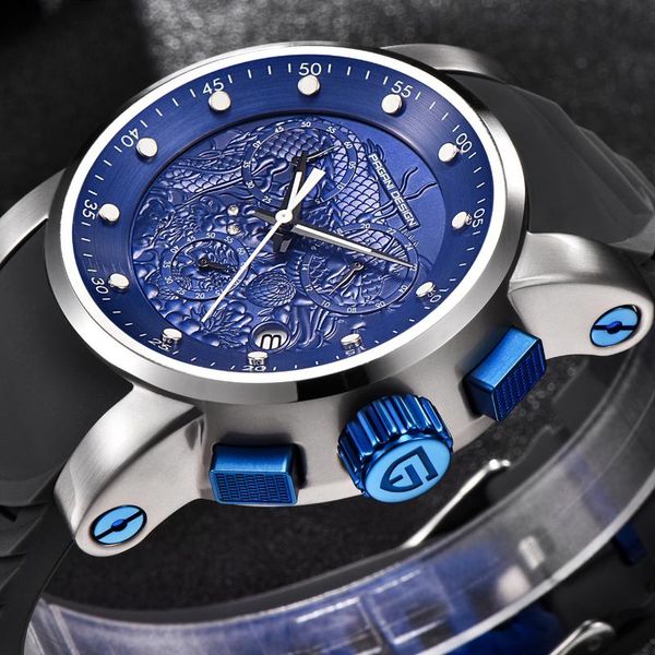 

wristwatches pagani design sports watches men's silicone quartz chronograph waterproof wristwatch male watch factory drop outlet, Slivery;brown