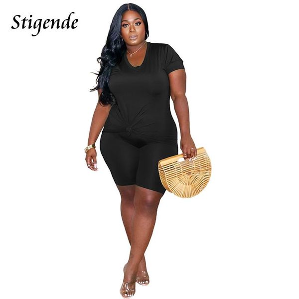 

women's tracksuits stigende women plus size shorts sets clothes casual solid color t shirt and two piece summer outfit matching, Gray