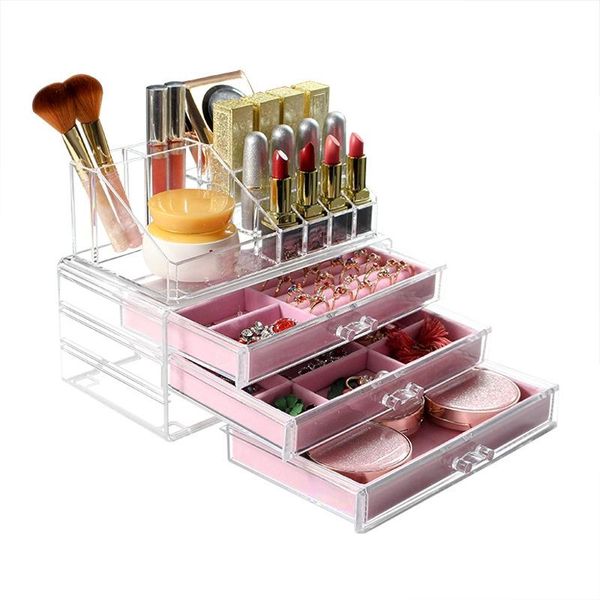 

bathroom storage & organization acrylic clear makeup organizer boxes make up for cosmetics jewelry cabinet box home drawers