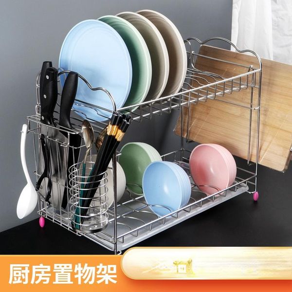 

hooks & rails stainless steel drain dish rack multifunctional kitchen racks household tray storage organizing sink basket