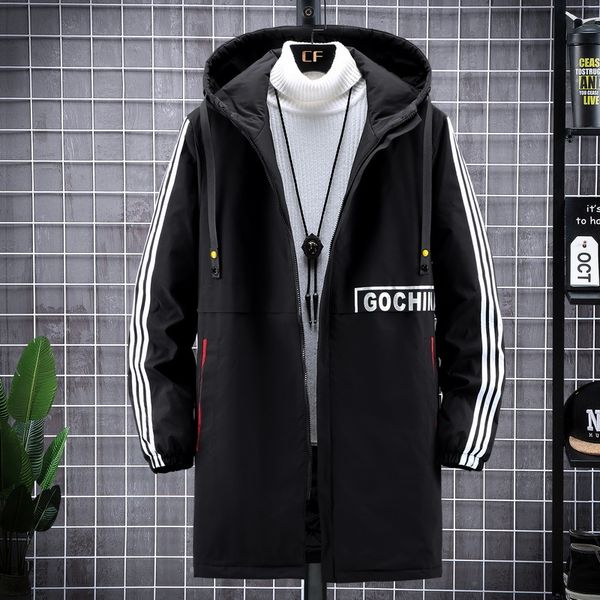 

2021 new mens winter 4xl-10xl thick warm hooded parkas simple long hem practical windproof coat and jacket large size outwear kd26, Black