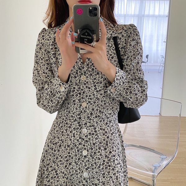 

floral vintage print womens 2021 new spring autumn long sleeve casual shirt es robe o7qc, Black;gray