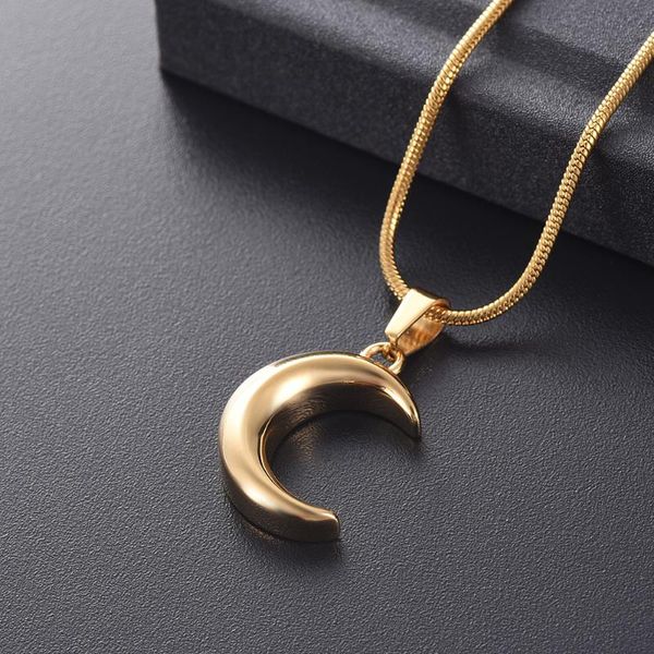

pendant necklaces lkj12833 arriving polishing moon necklace ash holder keepsake loss of lover memorial urn locket for men women jewelry, Silver