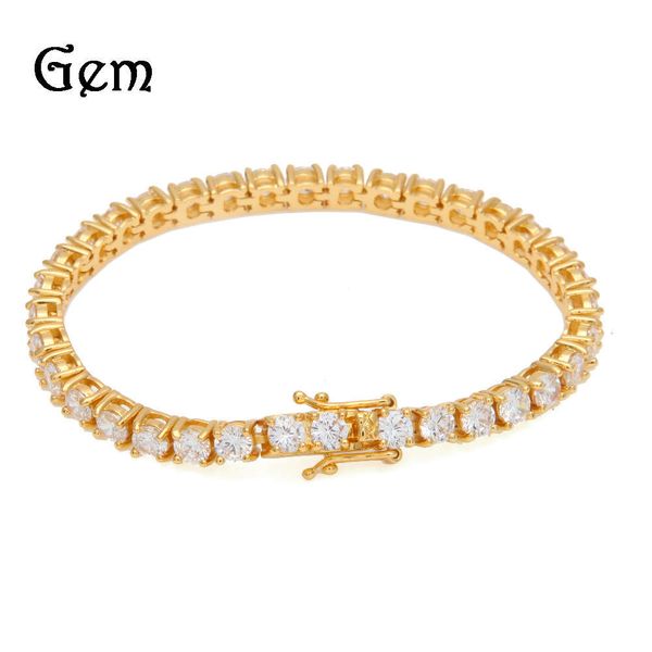 

new hip hop single row zircon bracelet instrend full diamond jewelry, Silver