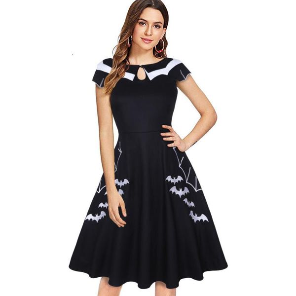 

jiezuofang gothic summer dress women vestidos black bat embroidery hollow-out block halloween dresses laies clothing wholesale, Black;gray