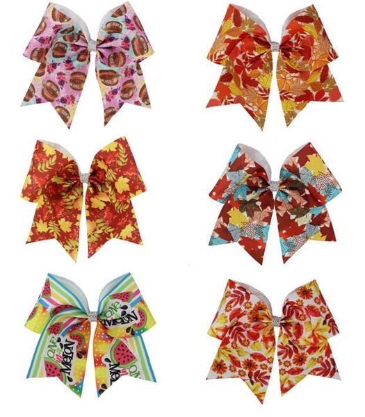 

hair accessories autumn cheer bow 7inch bowknot elastic band rhinestone holder for girls oem & odm, Slivery;white