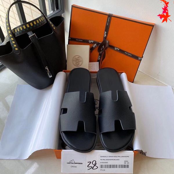

2021 newset classic men slippers man flip flops strawberry beach thick bottom shoes platform alphabet mens sandals leather high heel slipper, Black