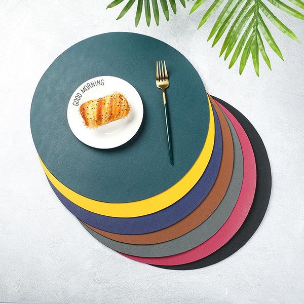 

mats & pads 38cm + 10cm food grade pu leather placemats for dining table place mat tableware pad with cup wine glass