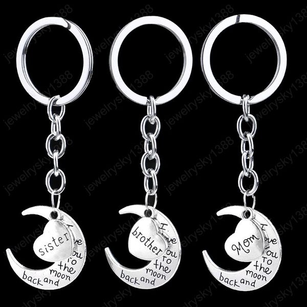 Moda A Família Member Moon Letras Chaveiros Pai Mãe Irmão Irmão Keychain Chaveiro Para Ornamentos Presentes