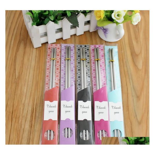 

100pairs/lot 200pcs east meets west stainless steel chopsticks chinese style wedding wedding / function favors g jllyzh xmh_home