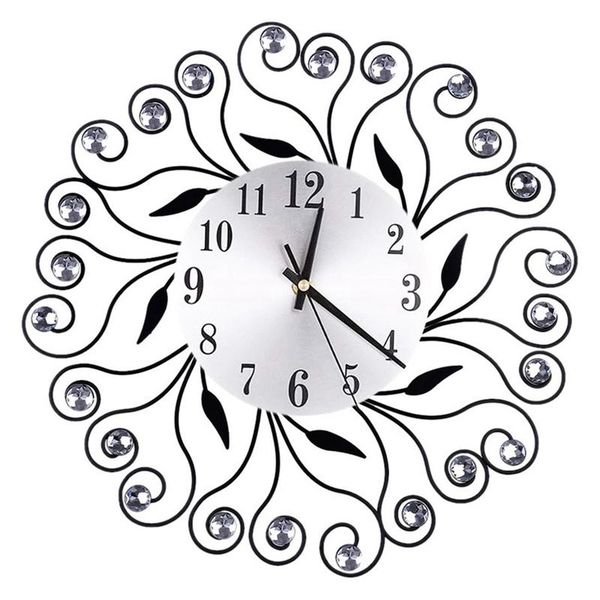 

wall clocks clock wrought iron diamond fashion bedroom silent metal decor watch still life home decoration