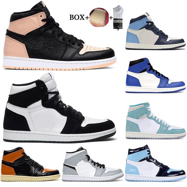 

with box mens basketball shoes 1s 1 light smoke grey turbo green crimson tint shattered backboard unc outdoor sport sneakers size 36-46, White;red