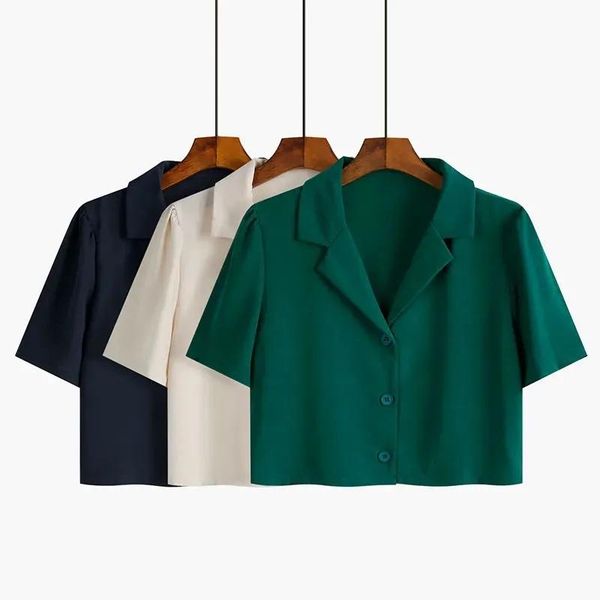 

women's jackets suit collar short sleeve shirt thin style retro summer 2021 design impression minority coats p3 393, Black;brown