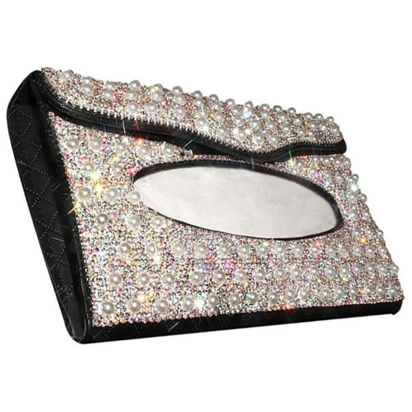

car organizer sun visor tissue holder, leather box for ladies, hanging pearl