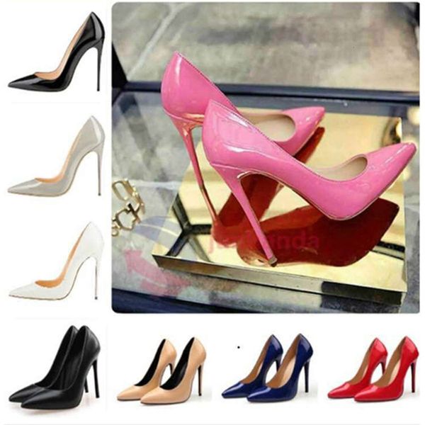 

pointed high heels women's spring and autumn patent leather thin heel shallow mouth commuting single shoe size 43, Black