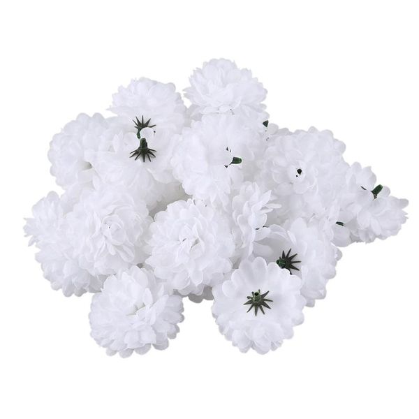 

decorative flowers & wreaths 30pcs daisy artificial fake flower silk spherical heads bulk wedding party decor,white