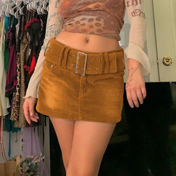 

skirts year summer women a line corduroy skirt korean style fashion slim solid color above knee shorts with belt, Black