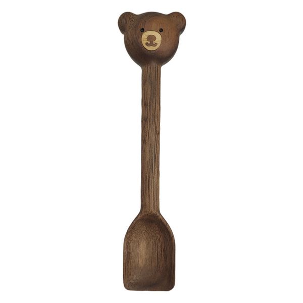 

1pc bear cutlery wooden spoon tableware walnut coffee spoon cartoon japan style handmade honey jam spoon kitchen accessories