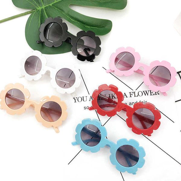 

2021 net red lovely sunflower children sunglasses round frame petal glasses fashion, Blue