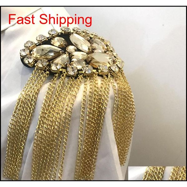 

handmade gold color rhinestone tassel epaulette/epaulet/pin badge charreteras/kpop vintage fashion qylbnq homes2007, Silver