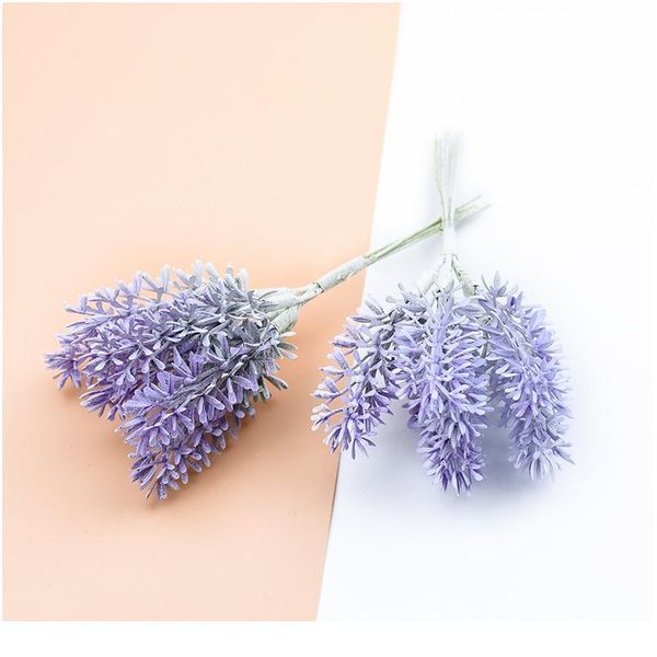 

6pcs artificial plants fake lavender decorative flowers wreaths diy vases home wedding decor scrapbooking gifts box silk jllbxv